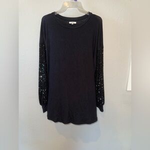 Maurices Black Sequin Sleeve Sweatshirt
